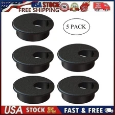 Desk Grommet 2 Inch (50 Mm) Pack of 5 Black ABS Plastic Cable Hole Cover to Arra