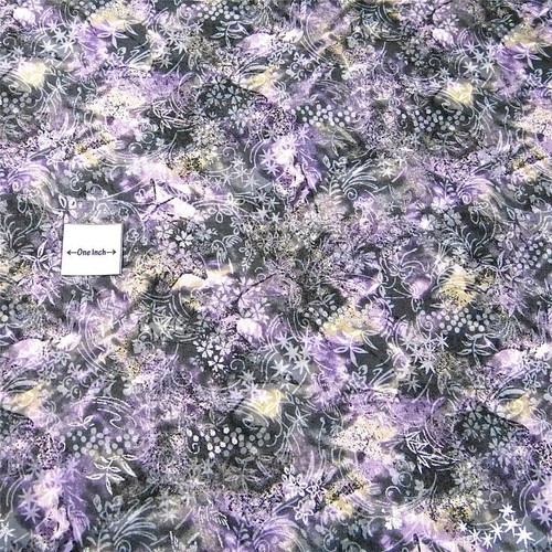Stunning Floral, Metallic Silver, Lavender & Green Cotton Fabric by RJR, BTY - Picture 2 of 4
