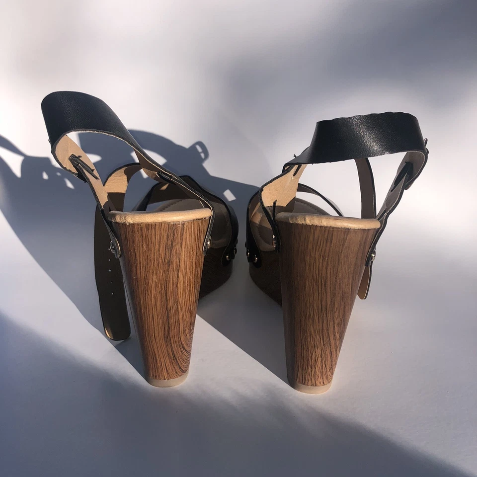 Zapatos de tacón Diba Wedges negros para mujer talla 10 tachuelas de metal Foto 3 de 4