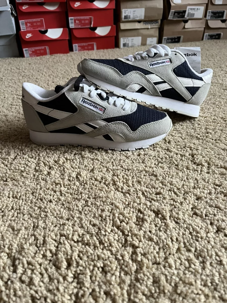 new reebok sneakers white gray rare navy urban outfitters suede blue 7 | eBay