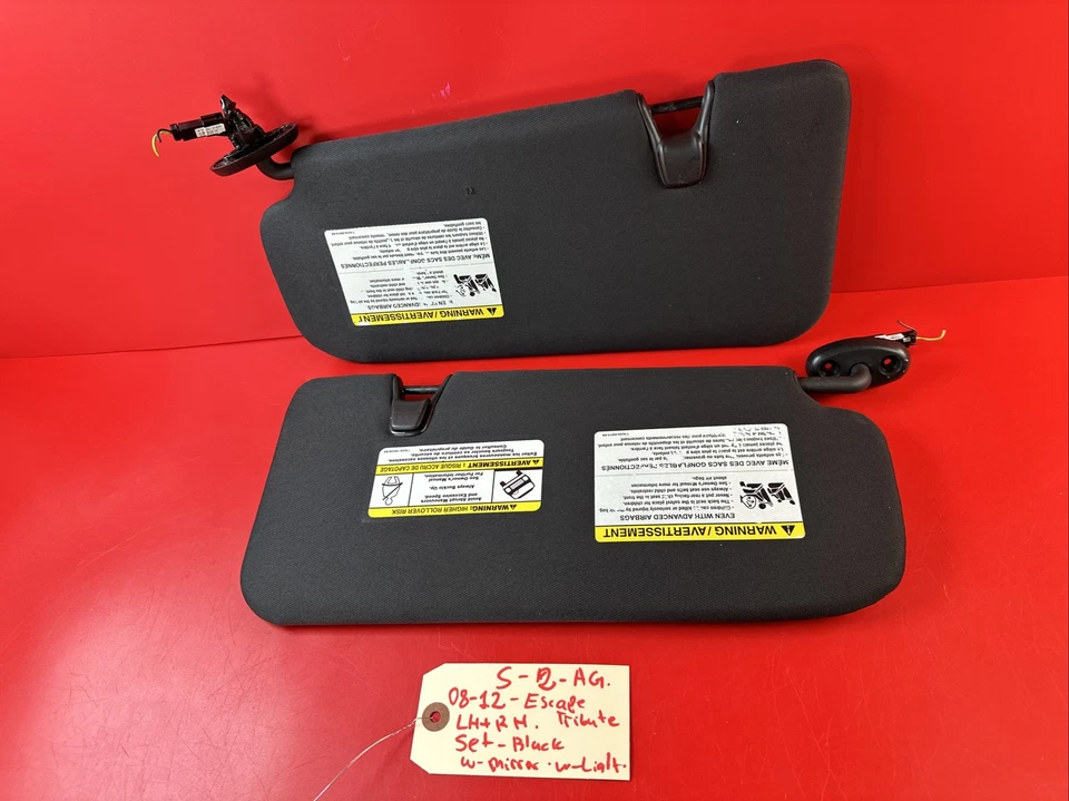 08-12 Ford Escape Mazda Tribute Mercury Mariner Sunvisor Sun Visor Set Black - Image 3 of 4