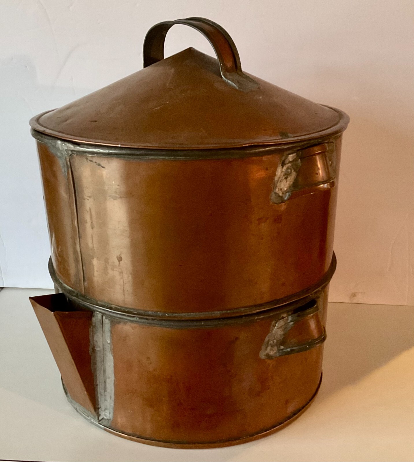 Antique Copper Moonshine Whiskey Still Pot Distiller Boiler w/ Mash Screen USA