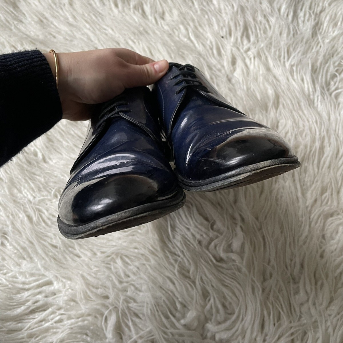 Dolce & Gabbana 80650 Blue Derby Abrasivato Nuvolato Lava  display picture 1
