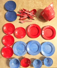 Lot of Vintage Childrens Play Set Tea Kitchen Silverwear Cups Dinner Lunch