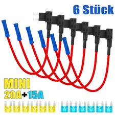 6x KFZ Mini Stromdieb 12V Autosicherungen Steck Sicherung Verteiler 20A 15A