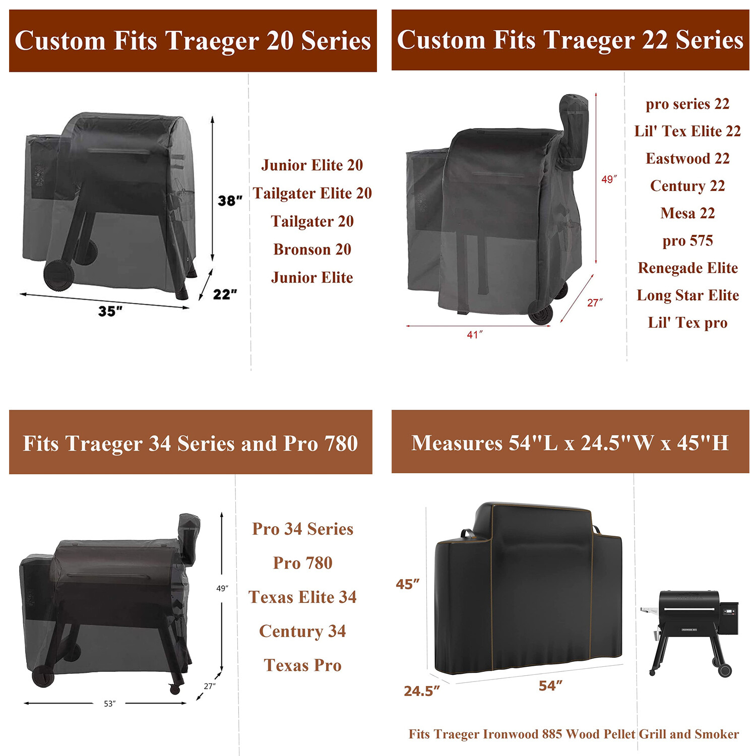 BBQ Grill Cover for Traeger 20,Traeger Pro 22,Traeger Pro 34,Traeger Ironwood885