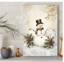 CHRISTMAS SNOWMAN STRETCHED CANVAS PRINT WALL ART READY TO HANG CA43