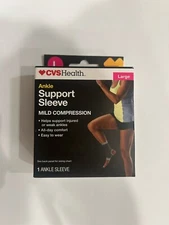 CVS Ankle Support Sleeve Size LARGE 1 Mild Compression Support Gray