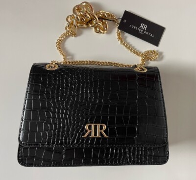 ATELIER ROYAL PARIS, Tasche, Schwarz, Kroko Optik, Neu mit Etikett, NP 110 