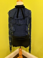 Weissman Dance Costume 12083 Navy Blue Black Small Adult Lyrical Modern Lace