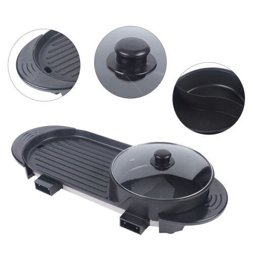 2 in 1 Elektrischer Antihaft Grill Hot Pot BBQ Grill Suppe Shabu Topf Barbecue 2200W - Bild 6 von 22