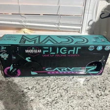 New MADD Gear Flight Carve Glow Light-Up Scooter Teal/Pink Fold 165lbs FreeS&H
