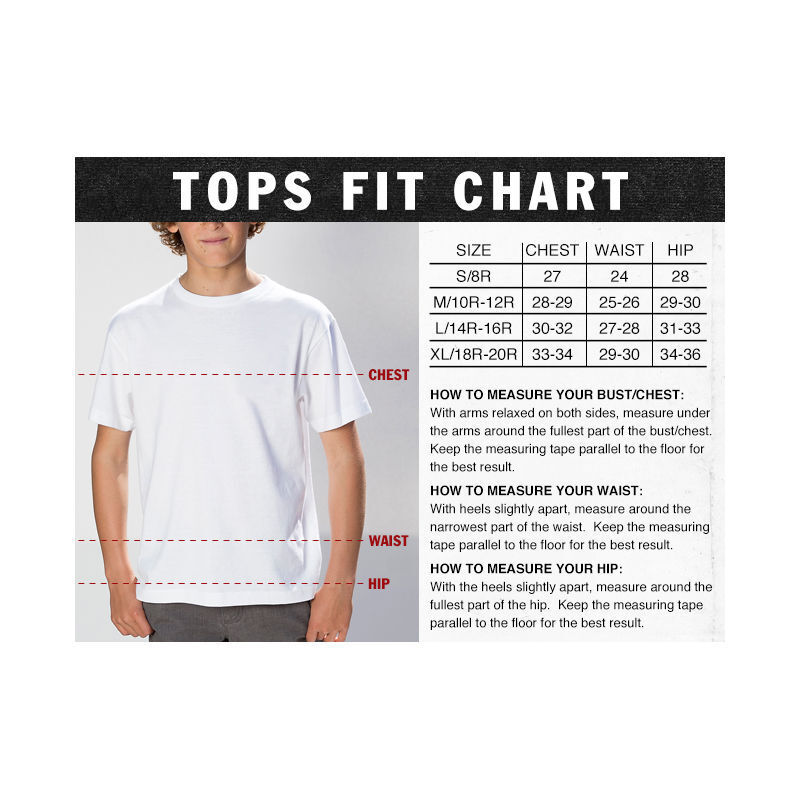 Vans Clothing Size Chart Boys