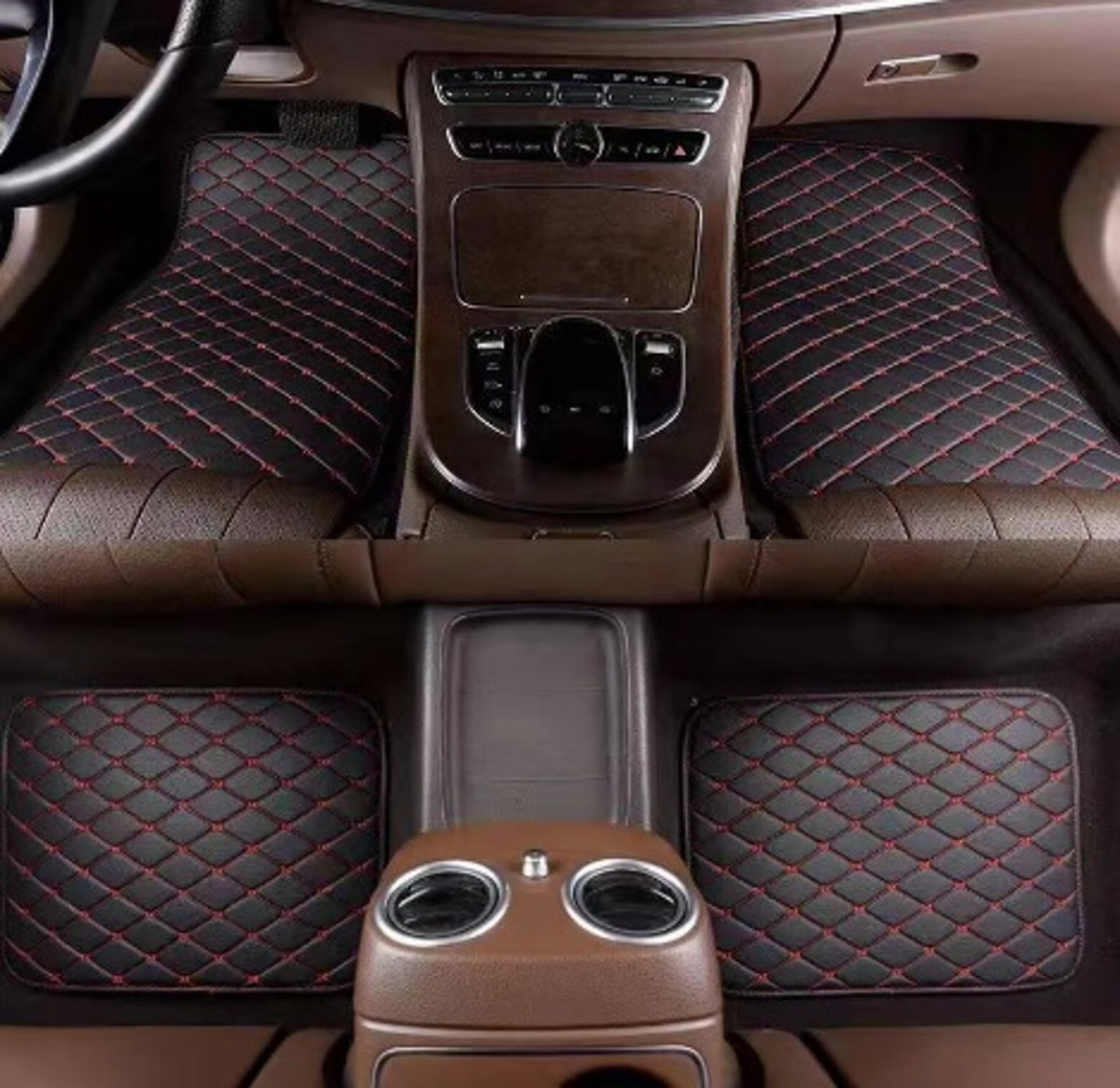 Universal 4-Piece Waterproof Leather Car Mat Set – Faux Leather, Anti-Slip, Full Set For SUV/Truck
