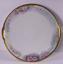 KPM Germany Floral Hand Painted Cake Plate Tray with Gold Handles - Vintage