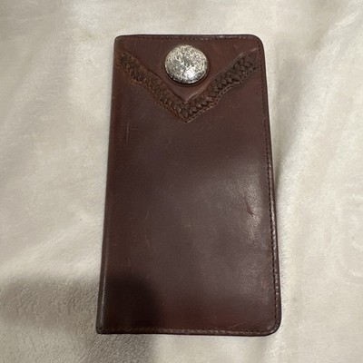 Silver Creek men's rodeo wallet In Chocolate Brown Leather And Silver