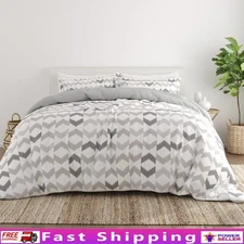 Reversible Chevron Duvet Cover Set W/ Pillow Shams Hypoallergenic Microfiber New