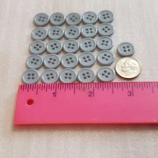 Lot of 26 Gray 4-hole Shirt Plastic Buttons 3/8 Inch Crafts