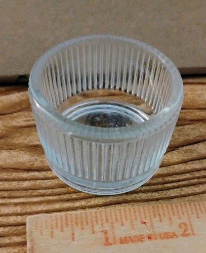 Vintage Birdcage Seed Or Water Dish Clear Ribbed Glass