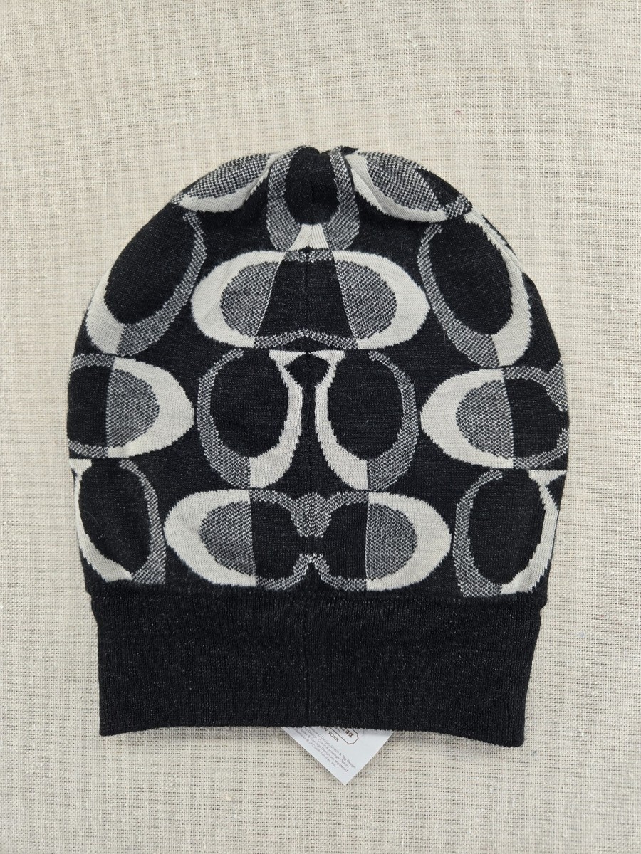 Coach Black Knit Hat with Silver Logo Detail Coach Rib Knit Merino Wool Hat 86553 New | Mercari main image 4