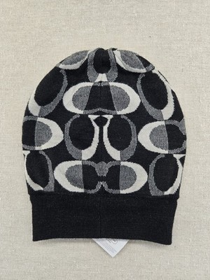 COACH Tonal Dream Signature C Logo Knit Beanie Hat Black  display picture 2