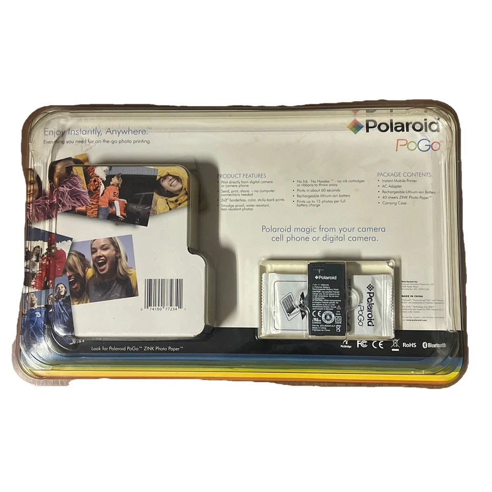 New Black Polaroid PoGo Instant Mobile Thermal Printer Zink w/Bonus Value Pack - Image 2 of 2