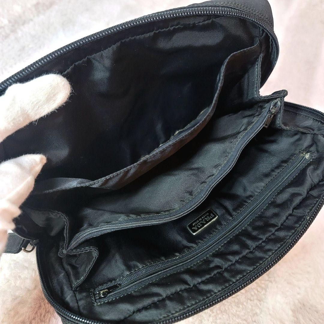 PRADA Nylon Pouch Triangular Logo Black Womens Pu… - image 6