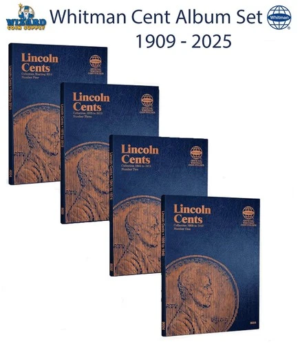 Whitman Lincoln Cents Coin Folder Set 1909 2025 Vol 1- 4 Penny Album Collection