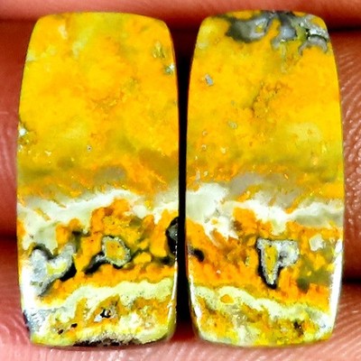 (11X23X4 MM) 24,65 Karat. NATÜRLICHE BUMBLE BEE JASPER PAAR KISSENFORM GEMSSTEIN
