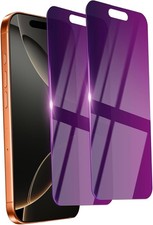 2 Pack Privacy Screen Protector for iPhone 16 Pro Tempered Glass Purple