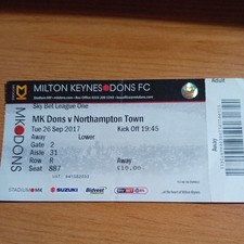 Ticket : 2017/2018 26/9/2017 League 1 MK Dons v Northampton Town