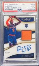 19-20 PANINI IMMACULATE COLLECTION RJ BARRETT ROOKIE PATCH AUTO RPA PSA 9 MINT