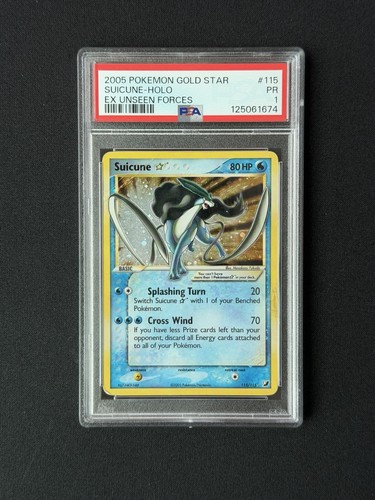 2005 Pokemon Gold Star EX Unseen Forces RARE #115 Suicune HOLO PSA 1 ❄️