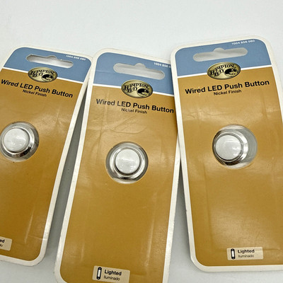 3 NEW Hampton Bay Wired Illuminated Doorbell Push Button Nickel Made in Thailand