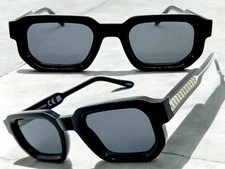 Men Classic Vintage Retro Hardcore Biker SUNGLASSES Square Black Frame Dark Lens
