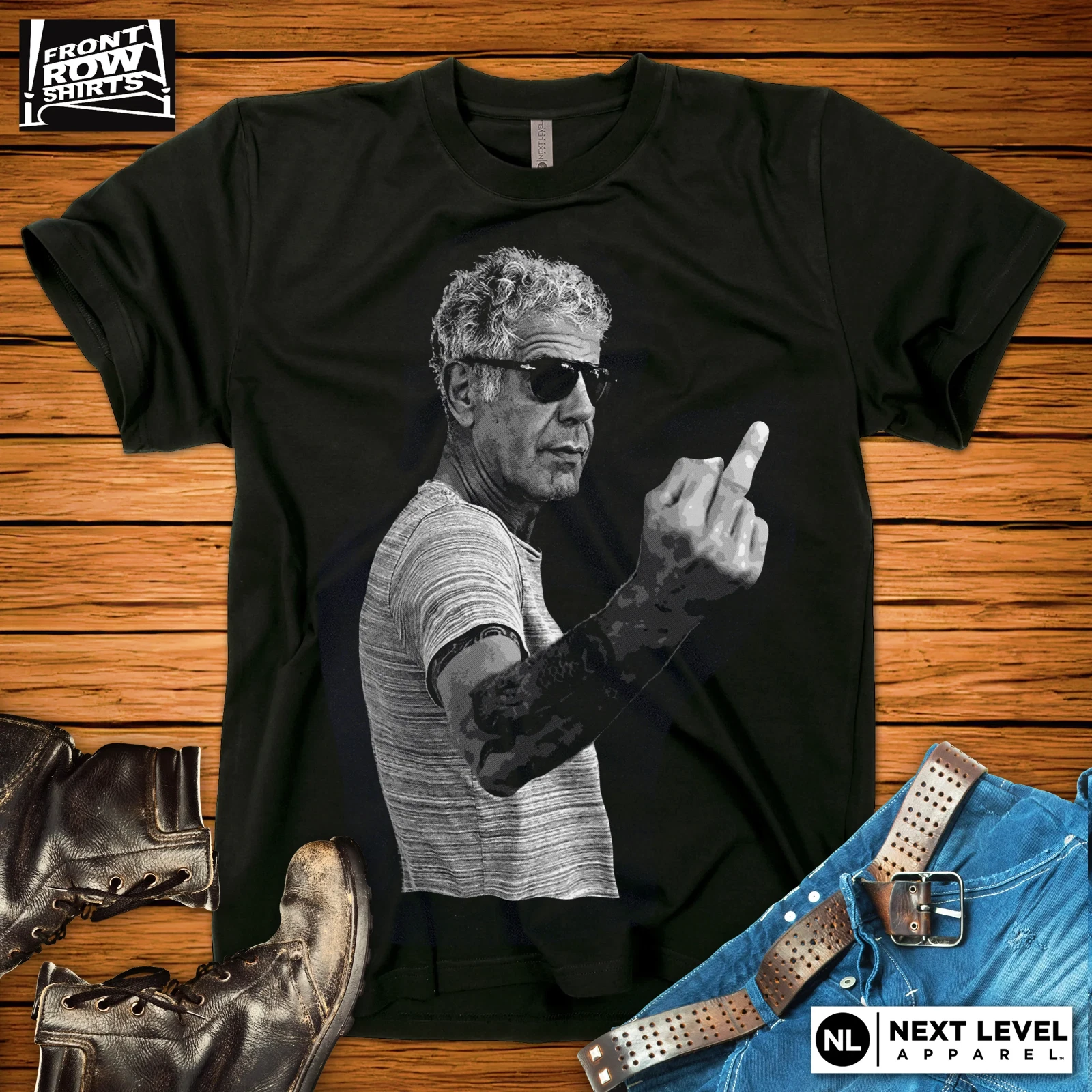 ANTHONY BOURDAIN ***MIDDLE FINGER*** T-SHIRT NEXT LEVEL
