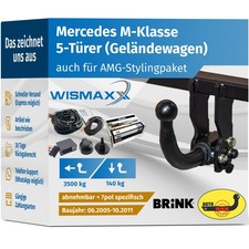 ANHÄNGERKUPPLUNG abnehmbar für Mercedes ML W164 05-11 +7pol E-Satz BRINK spezifi