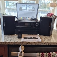 Jensen JTA-980C 3-Speed Turntable CD Cassette AM/FM Stereo Speakers Remote Black