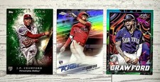 J.P. CRAWFORD 2018 TOPPS CHROME FRESHMAN FLASH, INCEPTION, FIRE, GREEN PARALLELs