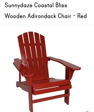 Coastal Bliss Fir Wood Adirondack Chair - Red by Sunnydaze