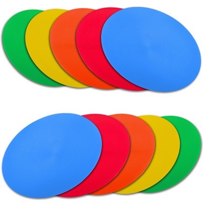 Poly Spot Markers 9 inch 10 Pcs Non-Slip Floor Dots Flat Field Cones Rubber C...