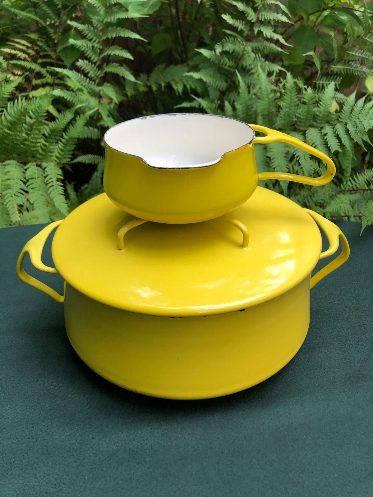 Dansk Jens Quistgaard Kobenstyle Lemon Yellow Pot and Butter Warmer