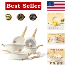 Non-Stick Ceramic Cookware – 14-Piece Induction Set for Modern Kitchens
