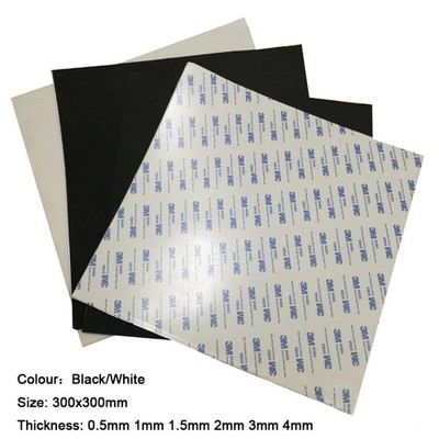 Self Adhesive Silicone Rubber Sheet White/Black 300x300mm x 0.5/1/1.5/2/3/4mm