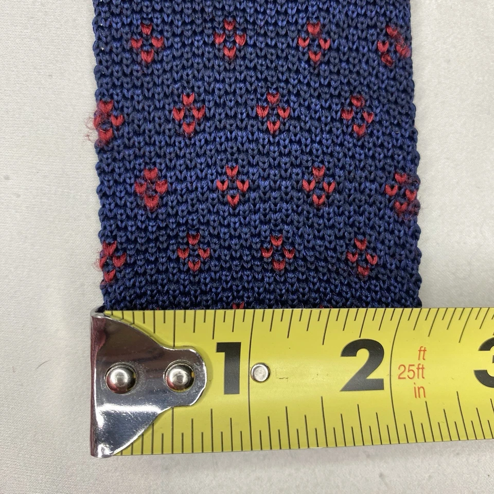Corbata Tommy Hilfiger Tejida Extremo Cuadrado Mezcla Seda Azul y Rojo Preppy Clásica Foto 4 de 4