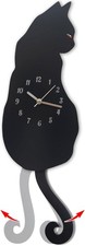 Black Cat Swinging Wall Clock, Moving Tail Pet