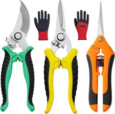 Pruning Shears Set, Garden Shears Gardening Gloves Stainless Steel Blades with S