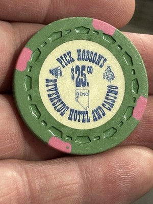 Vintage 1970's Pick Hobson s Riverside Hotel And Casino $25 Gaming Chip