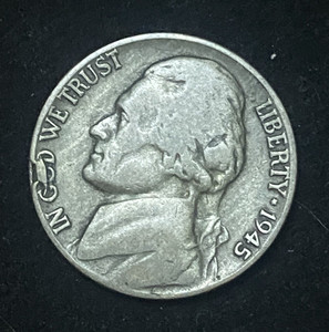 1943-P Jefferson Nickel 5C Silver War Nickel KM#192 Business Strike. Error Coin
