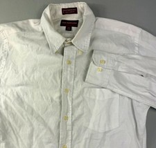 chaps ralph lauren white solid cotton/poly ls button-down dress shirt 15.5 32/33